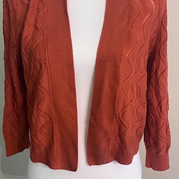 89th & Madison Orange Open Knit Cardigan in Small - Picture 12 of 13